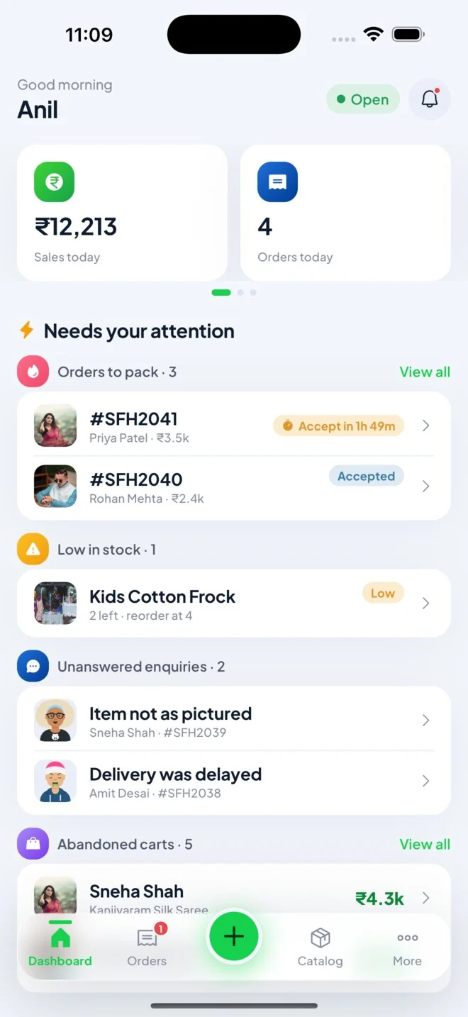 Vidco merchant app — store dashboard